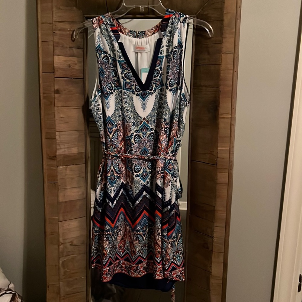 NWT medium blue and green paisley shirt dress